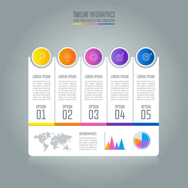 Timeline-Infografik Geschäftskonzept mit 5 Optionen — Stockvektor