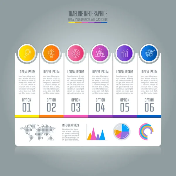 Tijdlijn infographic bedrijfsconcept met 6 opties. — Stockvector