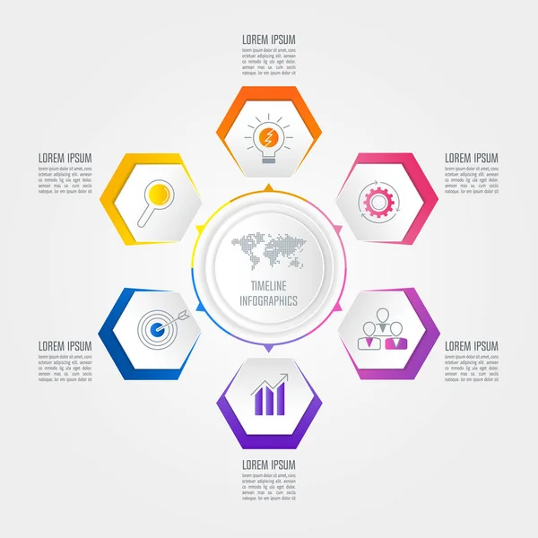 Koncepcja biznesowa infografikę osi czasu z 6 opcje. — Wektor stockowy