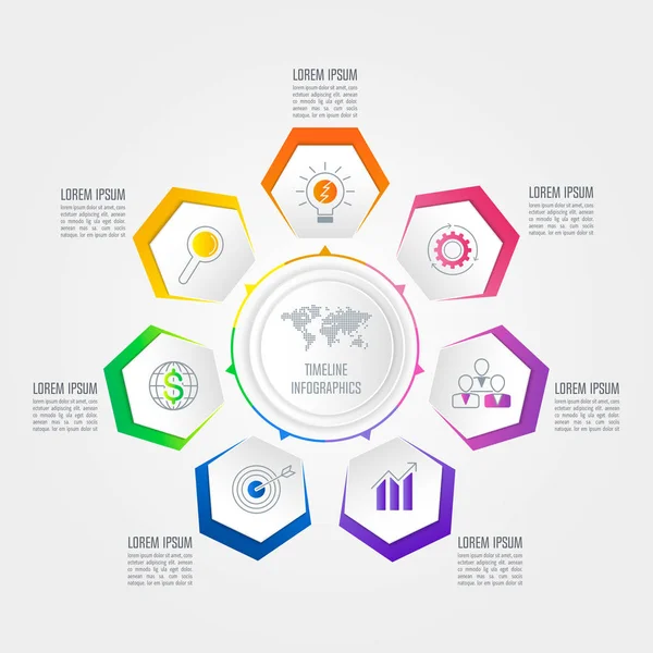 Infographic design business concept mit 7 Optionen. — Stockvektor