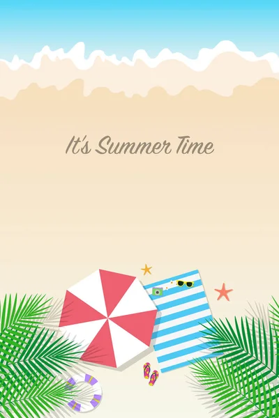 Fondo horario de verano. Vacaciones de temporada, fin de semana. Vector Illustr — Archivo Imágenes Vectoriales