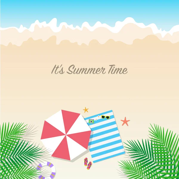 Fondo horario de verano. Vacaciones de temporada, fin de semana. Vector Illustr — Vector de stock