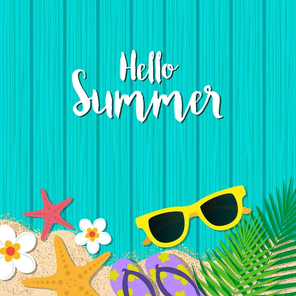 Hello summer holiday background. Season vacation, weekend. Vecto — Stock Vector