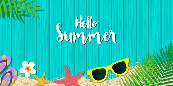 Hello summer holiday background. Season vacation, weekend. Vecto — Stock Vector