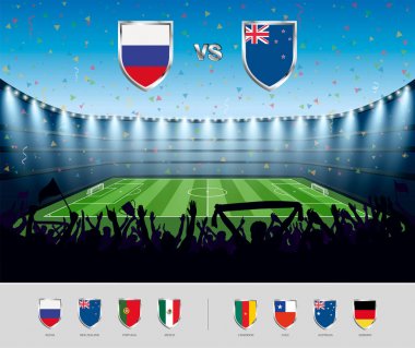 Futbol Rusya 2017 insanlara bir socce heyecanlı kalabalık ile maç