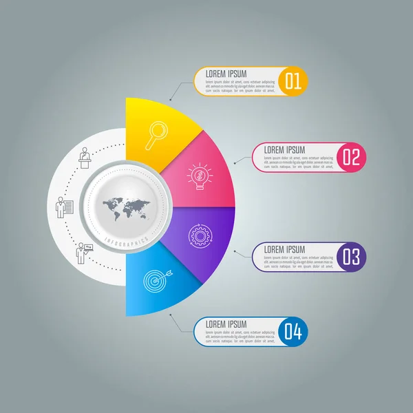 Timeline-Infografik Geschäftskonzept mit 4 Optionen. — Stockvektor