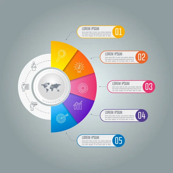 Časová osa infografika obchodní koncept s 5 možnostmi. — Stockový vektor
