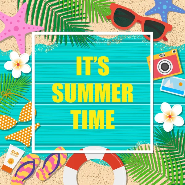 Summer time background. Summer template design. Vector Il — Stock Vector