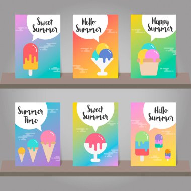 Yaz arka plan şablonu tasarım kümesi. Vektör illustratio