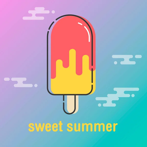 Dulce fondo de verano. Diseño icono de helado. Vector Illustrat — Vector de stock