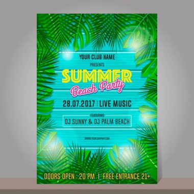 Yaz plaj partisi tasarım şablonu. Sezon tatil, hafta sonu. Ve