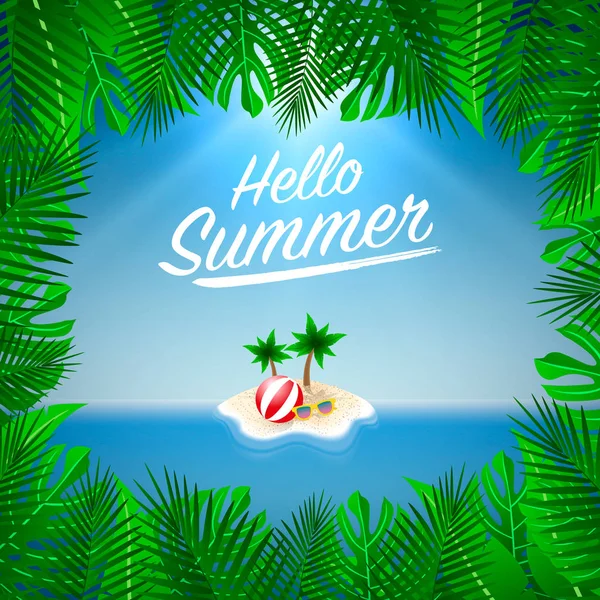 Hola fondo de verano. Vacaciones de temporada, fin de semana. Vector Illust — Vector de stock