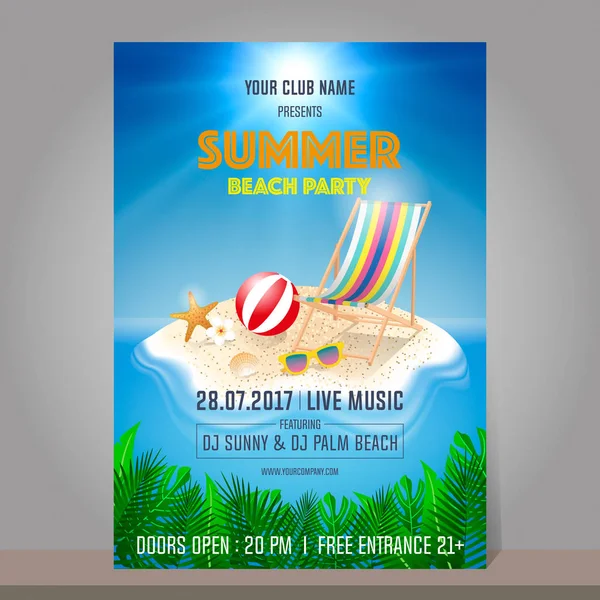 Yaz plaj partisi tasarım şablonu. Sezon tatil, hafta sonu. Ve