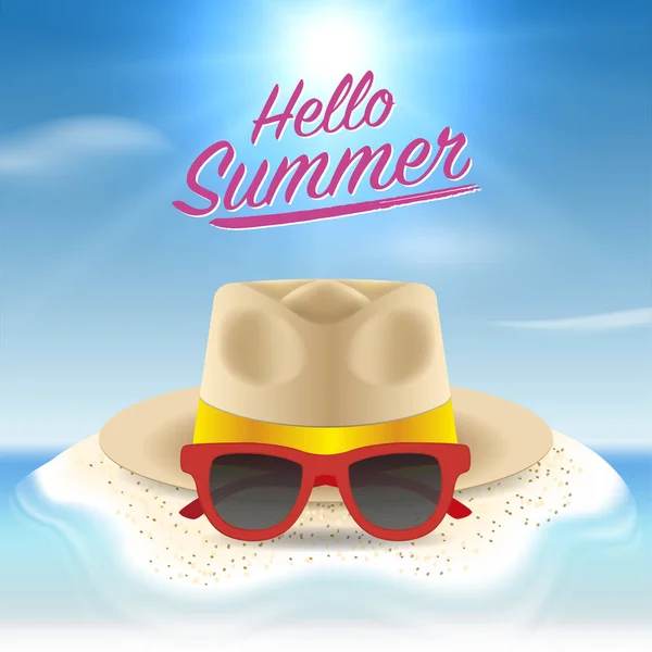 Hola fondo de verano. Vacaciones de temporada, fin de semana. Vector Illust — Vector de stock