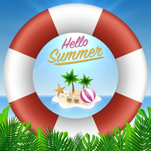 Hello summer background. Season vacation, weekend. Vector Illust — Stock Vector