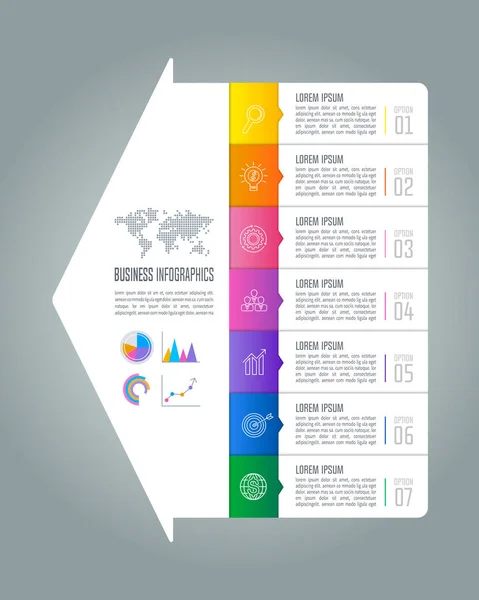 Infographic design business concept mit 7 Optionen. — Stockvektor