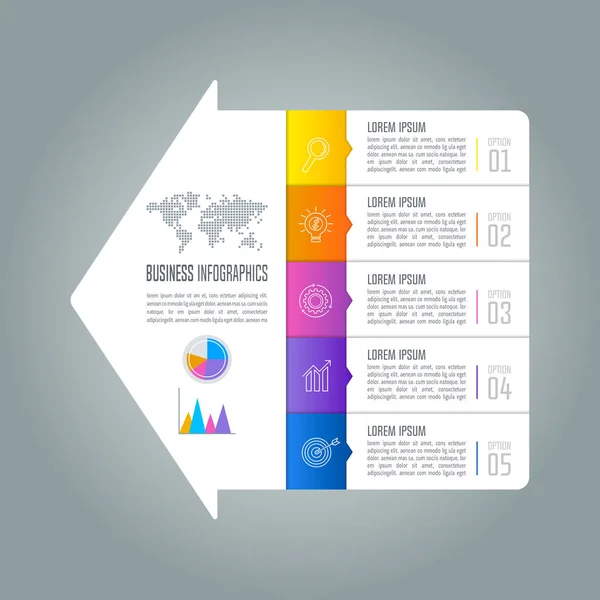 Infographic design businessconcept met 5 opties. — Stockvector