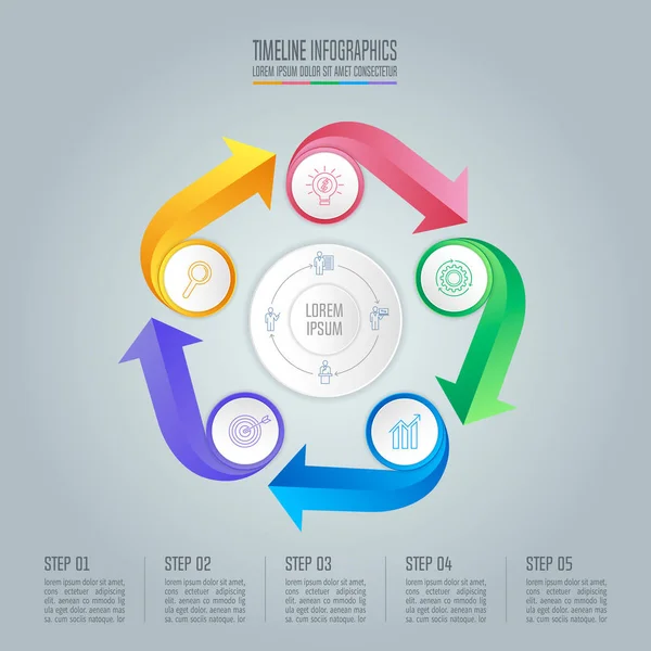 Conceito de negócio de design infográfico com 5 opções . — Vetor de Stock