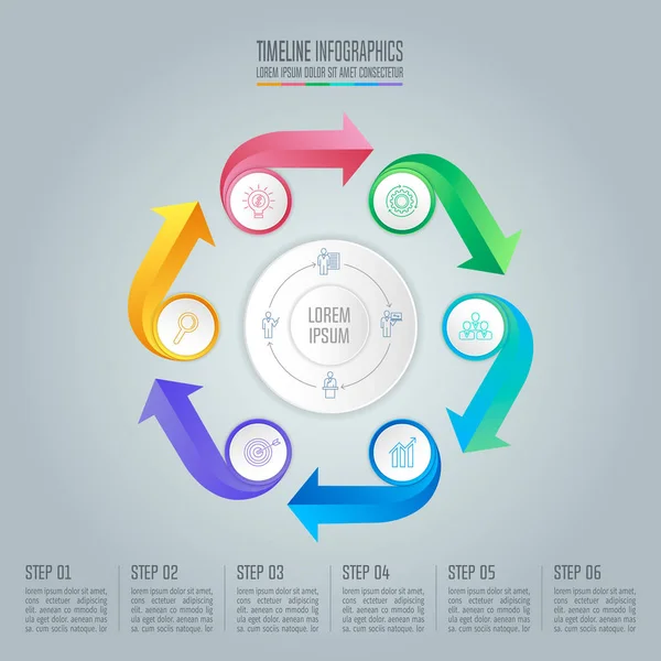 Infographic üzleti koncepció a 6 lehetőségek. — Stock Vector