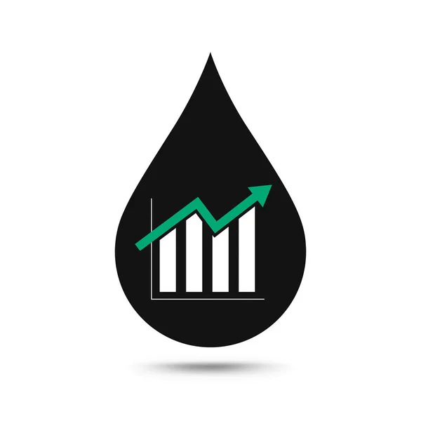 石油行业概念。石油价格成长与油滴图. — 图库矢量图片