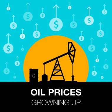 Oil industry concept. Oil price growing up with dollar coin and  clipart