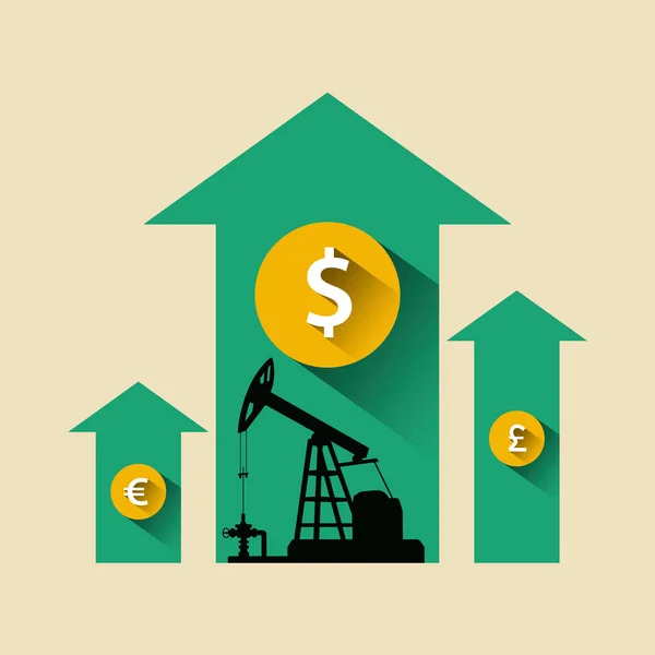 Concepto de industria petrolera. Precio del petróleo creciendo flecha arriba con petróleo — Vector de stock
