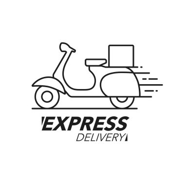 Ekspres teslimat simgesi kavramı. Scooter motosiklet Servisi, sipariş