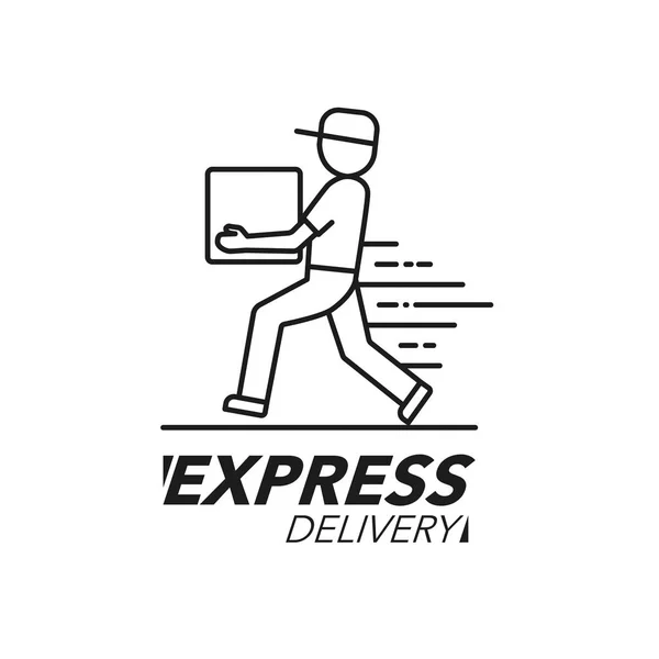Concept d'icône de livraison express. Livraison homme service, ordre, worl — Image vectorielle