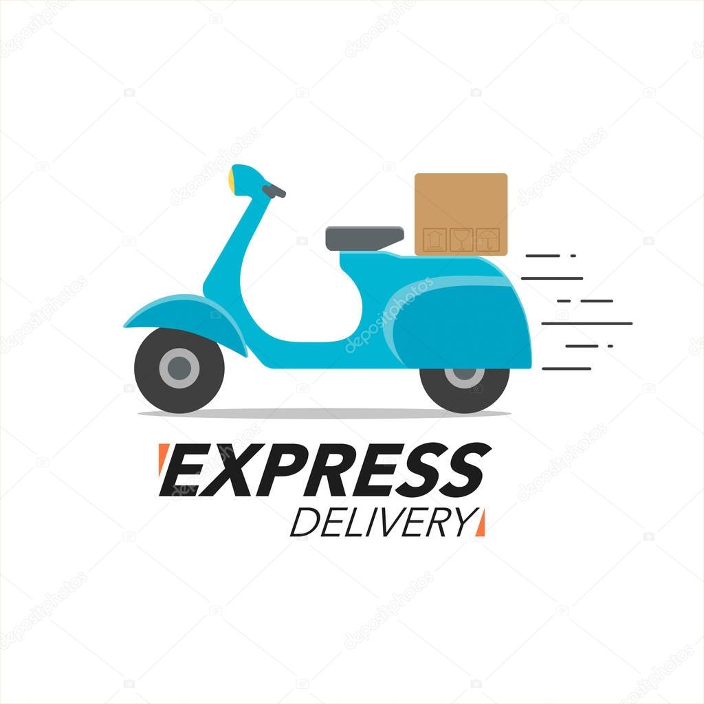 Express delivery icon concept. Scooter motorcycle service, order