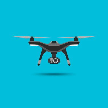 Drone simgesi. Helikopter veya quadcopter kamera modern tasarımı ile.