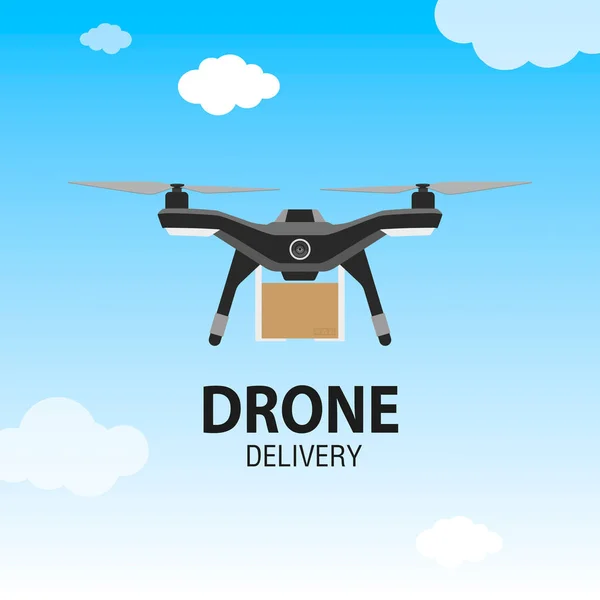 DRONY koncept dodávky. Helikoptéra nebo Kvadrokoptéra služby, objednávka, pracovní — Stockový vektor
