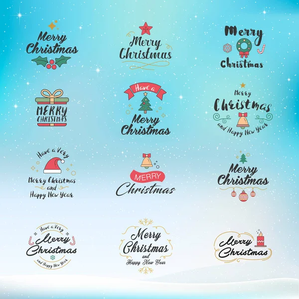 Набір іконок з Різдвом і новим роком. Типографіка, де текст — стоковий вектор