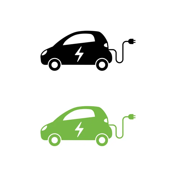 Electric car with electrical charging cable icon. Hybrid Vehicle — Stock Vector