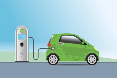 Elektrikli araç şarj cihazı benzinlikte şarj. Hibrid araç