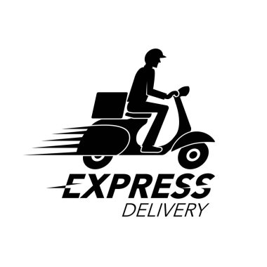 Ekspres teslimat simgesi kavramı. Scooter motosiklet Servisi, sipariş