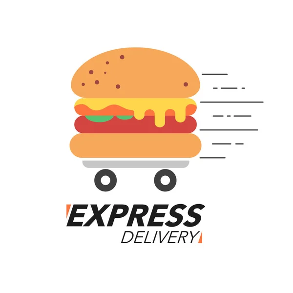 Concepto de entrega urgente. Servicio de hamburguesas o comida rápida, pedido, fa — Vector de stock