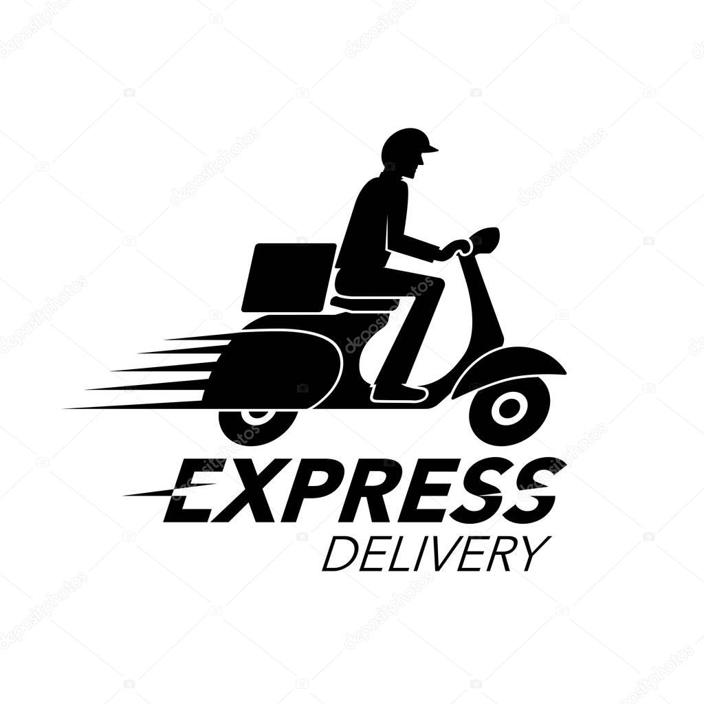 Express delivery icon concept. Scooter motorcycle service, order
