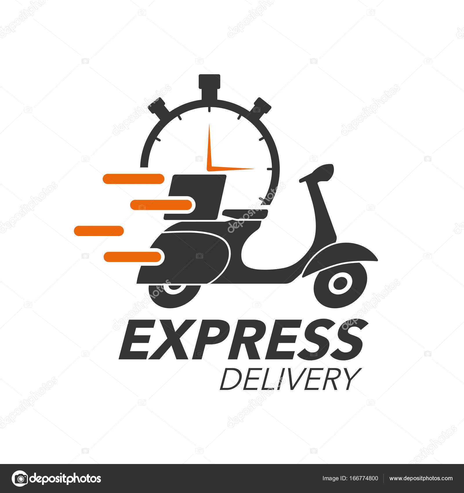 Express delivery icon concept. Scooter motorcycle with stop watc