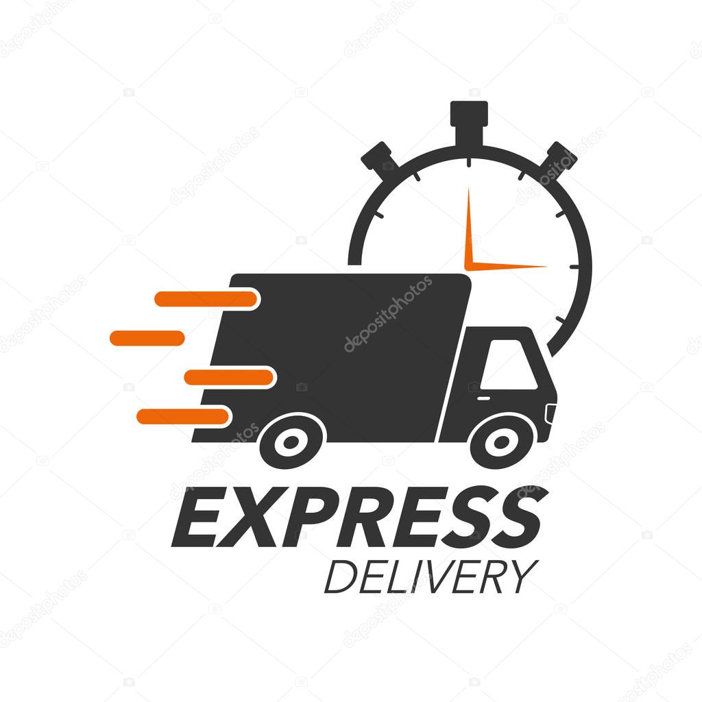 Express delivery icon concept. Truck with stop watch icon for se