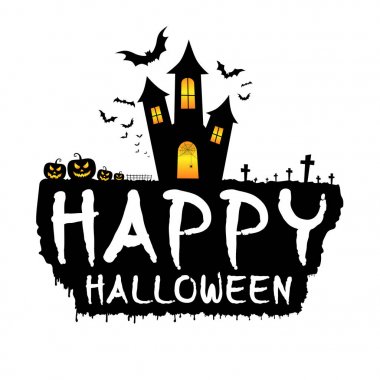 Karanlık Kalesi, korkunç kabaklar, yarasalar ve mezar ile mutlu Cadılar Bayramı