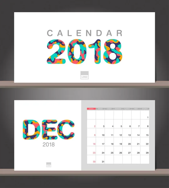 Dezember 2018. Schreibtischkalender moderne Design-Vorlage mit Witz — Stockvektor