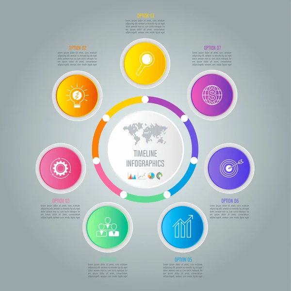 Koncepcja dla infografikę z 7 opcji, części lub proce — Wektor stockowy