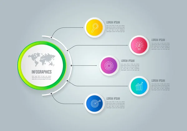 Infografik-Design Business-Konzept mit 5 Optionen. — Stockvektor