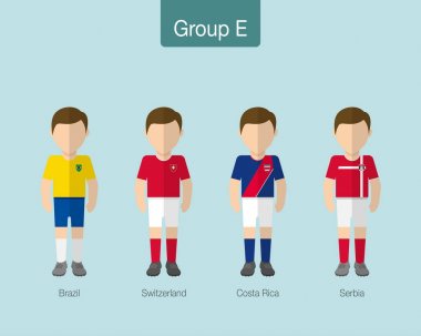 2018 futbol ya da futbol takımı Tekdüzen. Brezilya, İsviçre, Kosta Rika, Sırbistan ile E Grubu.