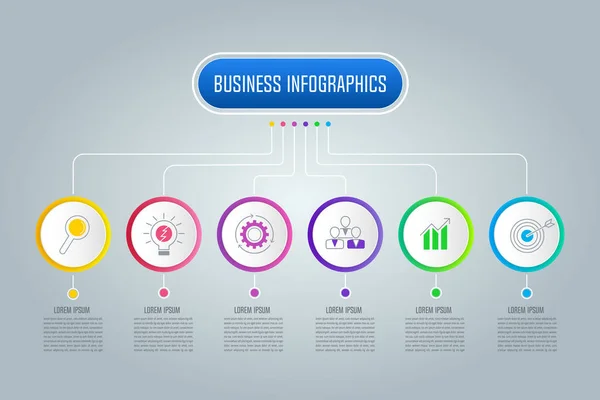 Infographic design business concept mit 6 Optionen — Stockvektor