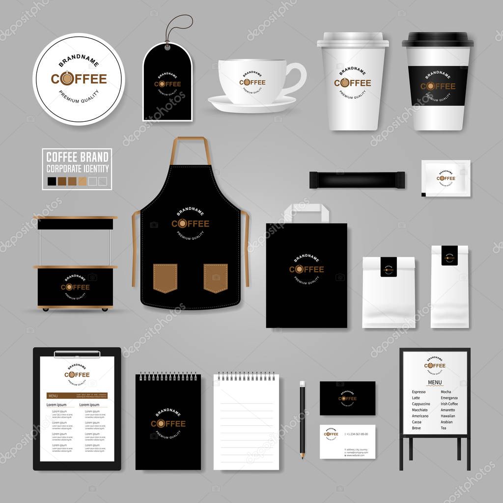 Corporate identity template. Logo concept for coffee shop, cafe,