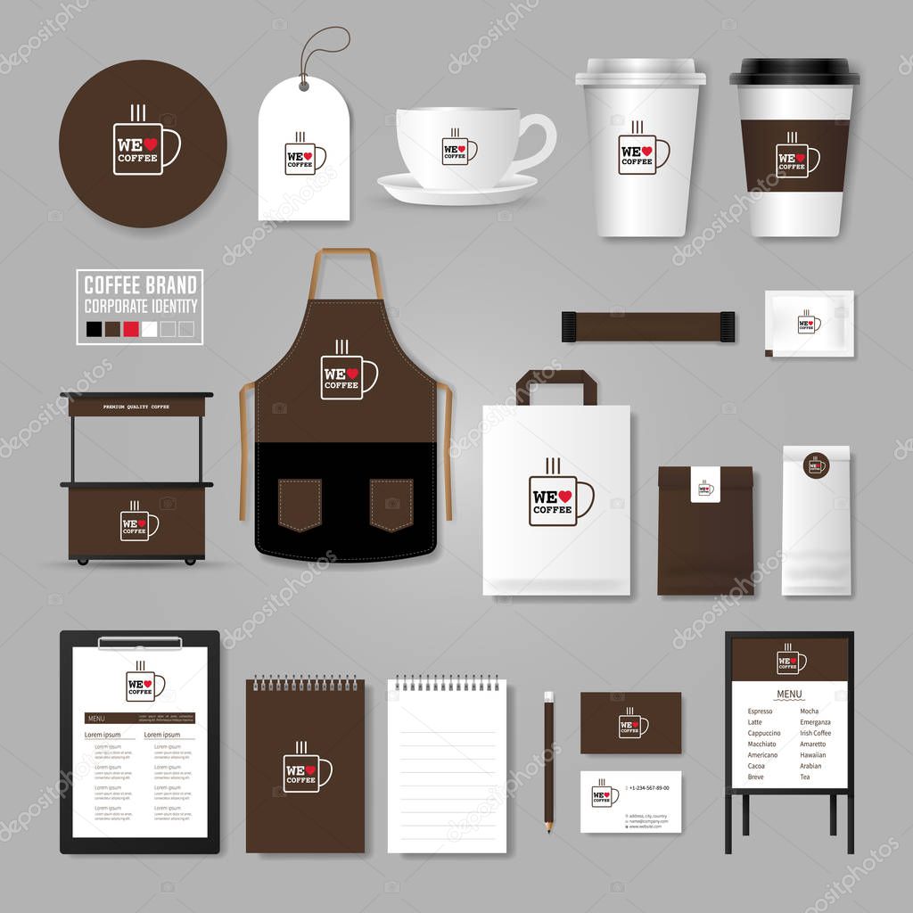 Corporate identity template. Logo concept for coffee shop, cafe,