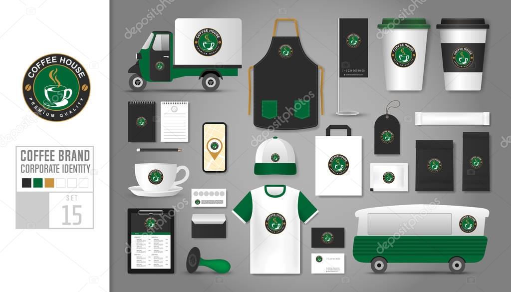 Corporate identity template Set 15. Logo concept for coffee shop, cafe, restaurant.