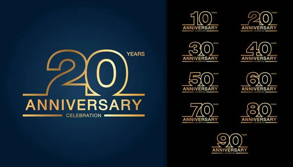 Verjaardag logo set. Gouden jubileum viering embleem — Stockvector