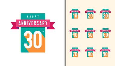 Set of anniversary logotype. Colorful anniversary celebration icons. clipart